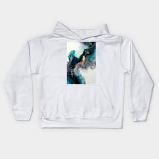 Crystal Clear Aqua - Abstract Alcohol Ink Resin Art Kids Hoodie